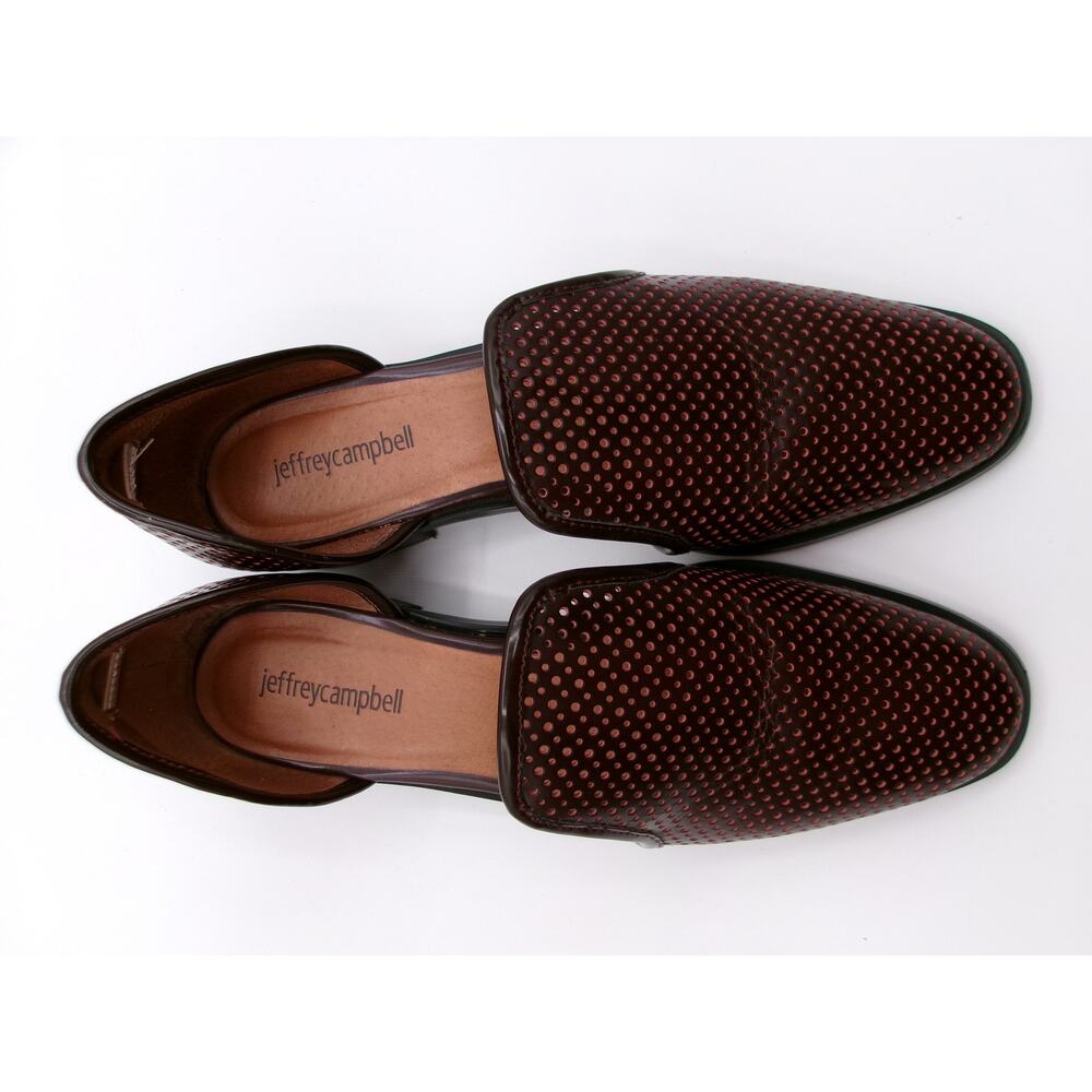 Jeffrey Campbell Brown Leather Perforated Slip On Loafers D'Orsay Size 10 - Picture 2 of 10